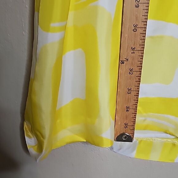 Banana Republic SILK Yellow and White Fit and Flare dress with pockets 6 - Picture 7 of 8